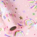 2 x LeZakaa Pink Unicorn Birthday Wrapping Paper Roll for Girls Women, Have a Magical Birthday & Rainbow, Stars, Gold Foil Design for Baby Girl, Baby Shower, Mini Roll, 17 inches x 16.4 Feet