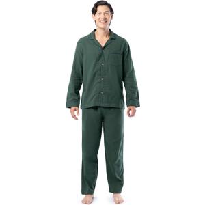 Fruit of the Loom mens Flannel Pajama Sleep Set (X-Large, Green)
