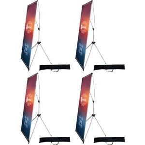 USCNC X Banner Stand Adjustable Fit Banner 23 x 63 to 32 x 78 Inch(STAND ONLY), Portable Travel Bag,Suitable for advertising, stores, exhibitions, restaurants, events, birthday parties, and other occasions (4 Pack)