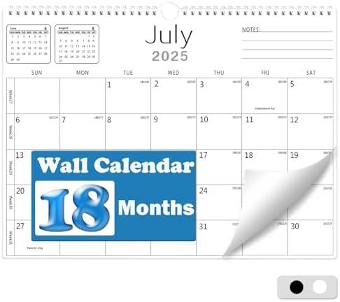 Calendar 2025-2026, Wall Calendar 2025-2026 from July 2025 to December 2026, 14.7"x11.5" 18 Months Wall Hanging Calendar with Thick Paper for Office Home School(White,14.7x11.5 inch) 2 Pack