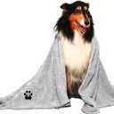 Extra Large Dog Towels for Drying Dogs Super Absorbent Soft Microfiber Pet Bath Grooming Towel for Dogs Cats and Other Pets (XL-55" * 36", Grey)