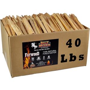 40lb Fatwood Fire Starter Sticks, Fire Starters for Fire Pit, Campfire, Wood Stoves, Fireplaces, Bonfires, Easy Start Fire with Just 2 Sticks in All Weather Conditions by Billy Buckskin (40 Pound Bag)
