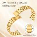 Slim Metal Band for Apple Watch Bands for Women 45mm 44mm 42mm(S3) Gold iWatch Bands with Protective Case, Stainless Steel Thin Dressy Strap for Apple Watch Band Series 9 8 SE 7 6 5 4 3-Gold