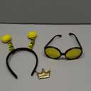 2 Pieces Bee Headband and Glasses Set, Includes Yellow Antenna Crown Headband and Round Honeycomb Sunglasses for Kids and Adults Halloween Costume, Bee-Themed Birthday Party, and Dress-Up Accessories