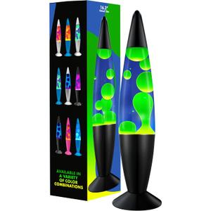 JAMBO 16" Beautiful Lamp- Blue with Yellow/Green Wax, Relaxing Liquid Lamp for Living Room Office Bedroom Adults Teens Kids, Magma Light, Night Light Nightlight, Home Decor