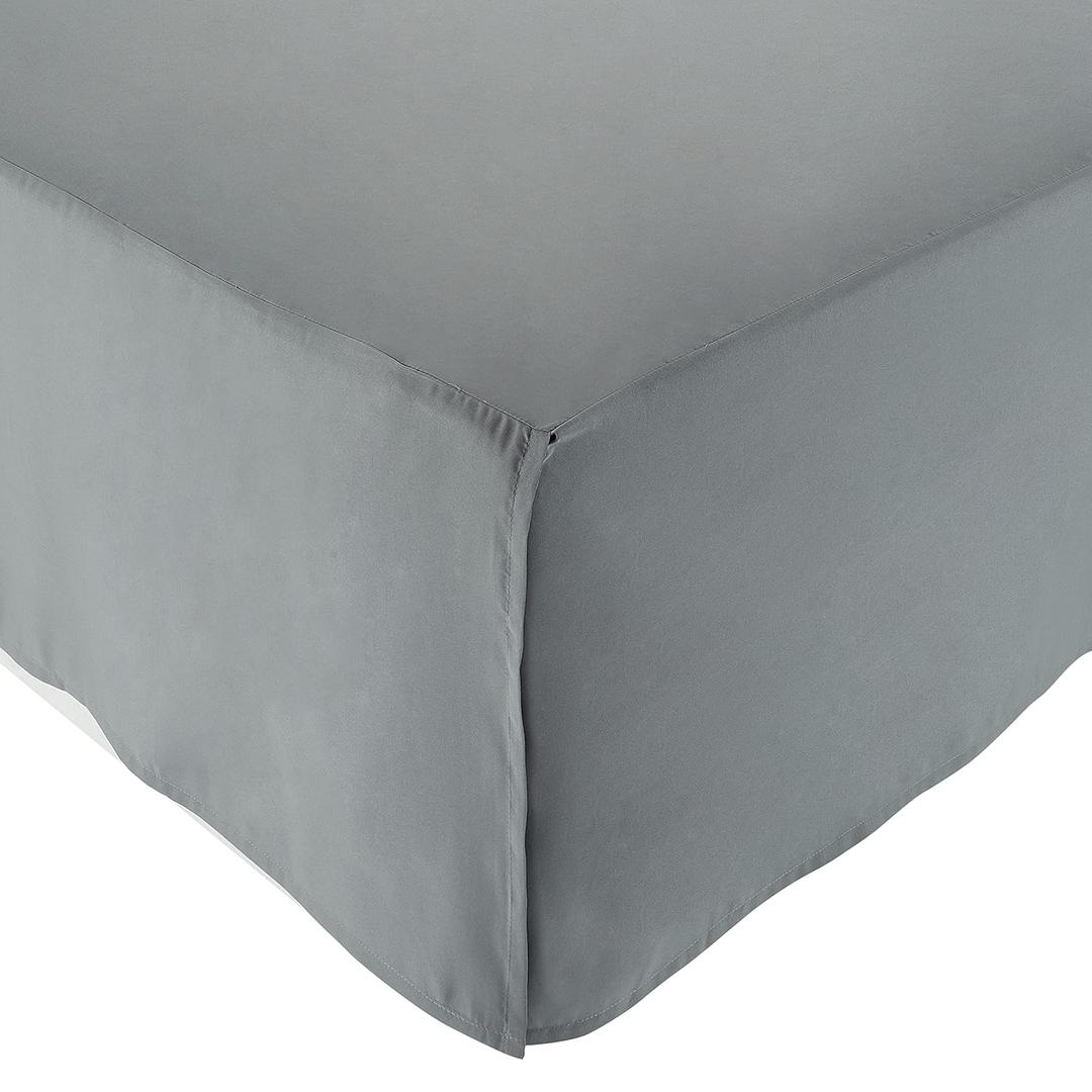 Amazon Basics Lightweight Pleated Bed Skirt, King, Dark Grey, Solid