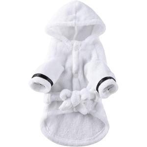 Petyoung Pet Bathrobe Dog Thickened Hooded Bathrobe Quick Drying and Super Absorbent Dog Bath Towel Soft Pet for Puppy Small Dogs Cats (White)