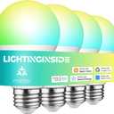 Lightinginside Matter Smart Light Bulbs Compatible with Alexa/Siri/Apple Home/Google Home/SmartThings, WiFi A19 E26 RGBCW Color Changing Light Bulb 800LM 9W 60W Equivalent, 2.4G WiFi, ETL Listed, 4PCS