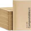 6x10 100% Biodegradable Bubble Mailers,25 Count Kraft Brown #0 Compostable Padded Packaging Wrap Envelopes Pouches Eco Friendly Self Seal Bags