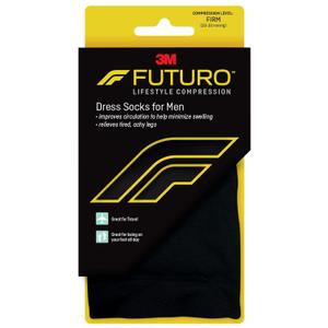 FUTURO Dress Socks for Men, Medium, Black, Firm (20-30 mm/Hg)