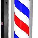 35-inch Barber Pole Red White Blue Stripes with LED Light, Traditional Barber Pole Outside Barber Shop Rotating Light Sign Light Box Rainproof Hairdressing Salon Save Energy Wall Lamp