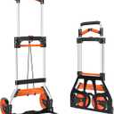 Teprovo Dolly Cart, 309 lb Aluminum Folding Hand Truck with Swivel Handle, Heavy Duty Utility Dolly Foldable Trolley with Elastic Cord, 7 Inch Wheels for Moving, Warehousing, Shopping and More