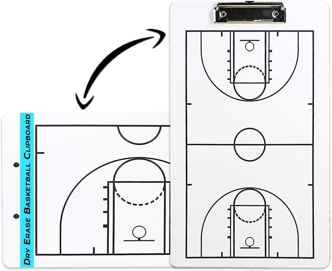 Basketball Coaching Board Double-Sided, Basketball Clipboard for Coaches, Basketball Dry Erase Board for Coaches, Basketball Whiteboard Tactical Play Board