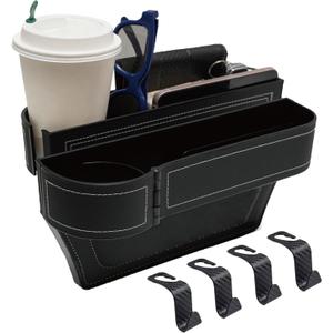 Car Seat Gap Filler Organizer,2 Pack Gap Filler for Car,Seat Gap Storage Box with Cup Holder Expander,Car Organizer Front Seat for Holding Phone, Glasses, Keys, Cards(Black)