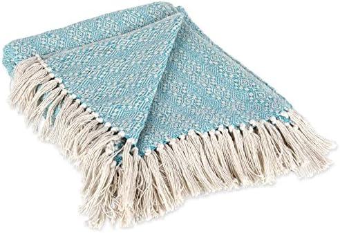 DII Diamond Stitch Woven Throw, Organic Modern, 50 x 60, Aqua