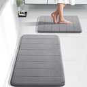 Yimobra Bathroom Rugs Sets 2 Piece, Soft Absorbent Memory Foam Bath Mats Set, Dry Fast Bath Mat, Machine Washable Bath Rug Set for Bathroom, 17x24+31.5x19.8 Inches, Gray (31.5x19.8+24x17 Inch, Grey)