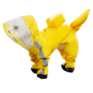Waterproof Dog Raincoat,Full Coverage 4 Legs Dog Rain Jacket for Small Medium Dogs,Pet Rain Coat with Hood,Reflective Strips&Leash Hole Outdoor Raincoat Dogs (Small（tag Size M）, Yellow)