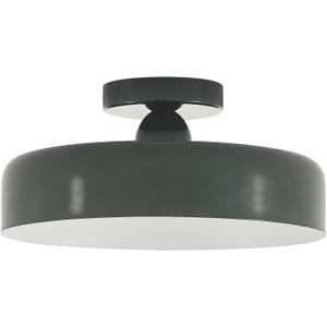 13-Inch Industrial Semi Flush Mount Ceiling Light Vintage Green Light Ceiling Mount Lamp Farmhouse Flush Mount Light Fixture for Hallway Bedroom Foyer Kitchen Entryway