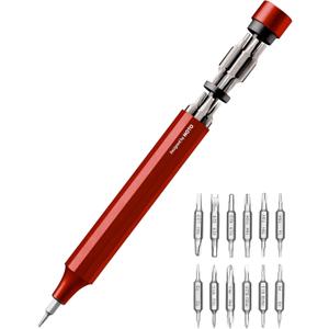 HOTO 24 in 1 Multi Bit Mini Screwdriver Set Magnetic, Manual Precision Screwdriver Set, EDC Pen Screwdriver for Eyeglasses, Electronics, Watches, Phones, Laptops, Cameras, Cinnabar Red