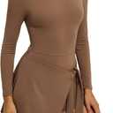 Tennis Dress for Women Athletic Dress with Built in Shorts Sleeveless Side Slit Golf Dress Workout Backless Dresses (Brown, S)