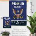 Proud Family Sailor Garden Flag - Set with Stand Armed Forces Navy USN Seabee United State American Military Veteran Retire Official - House Banner Small Yard Gift Double-Sided 13 X 18.5