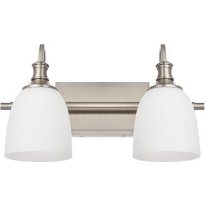 Bathroom Vanity Light Fixtures, Vintage Brushed Nickel 2 Lights Wall Sconce Lighting with Opal Glass Shade, Porch Wall Mount Light Fixture for Bathroom, Mirror Cabinets Hallway Stairs