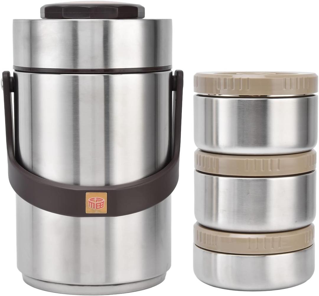 Niiyen 3 Layer Insulated Bento Box 304 Stainless Steel Food Jar Portable Lunch Containers for Hot Food 2300mL/ 77.8oz Large Capacity Vacuum Insulation Bento Lunch Box for Adults