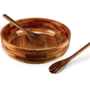 SullyHÔME 12" Acacia Wood Salad Bowl with Serving Spoons