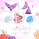 JeVenis Purple Little Mermaid Cake Topper Under the Sea Cake Decoration Seashell Cake Topper Mermaid Tail Party Supplies Sea Star Cake Decor