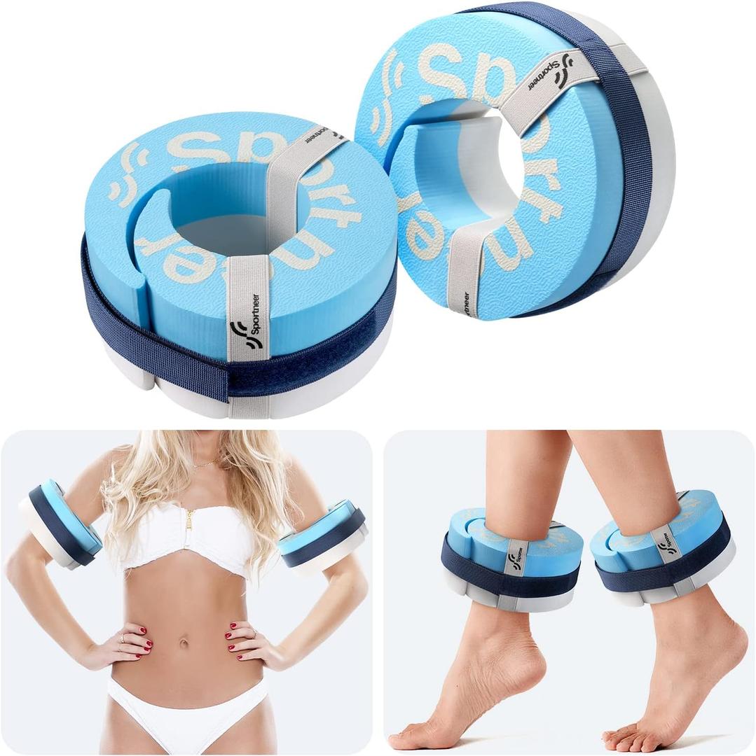 Foam Aquatic Cuffs Exercise Equipment: Sportneer Water Aerobics Float Ring with Adjustable Webbing Pool Exercise Workout Set Water Ankle Ring (8-13 inches (20-33cm), SkyBlue)