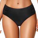 Tempt Me Women Bikini Bottoms Mid Waist Bathing Suit Swimsuit Ruched Swim Bottom XL