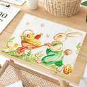 Watercolor Easter Placemat with Bunny,Placemats Set of 4,Easter Egg Dining Mat for Kitchen,Dining Room,Table Decoration,Watercolor Spring Holiday Themed Placemat 12x18 Inch
