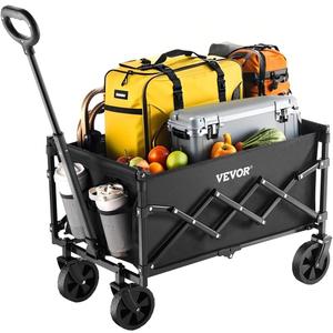 VEVOR Collapsible Folding Wagon with Wheels, Wagons Carts Foldable with 225lbs Capacity, Lightweight Portable Utility Wagon Cart for Grocery Shopping Sports Camping and Garden (Black)