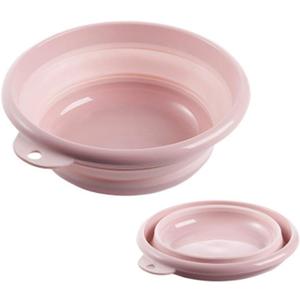 Jkhome Collapsible Wash Basin Folding Dishpan Dish Bowl Washing Tub Set of 1 (Pink - Size Small)
