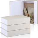 Tioncy 3 Pcs Fake Book Box Neutral Linen Book Box Decorative Faux Prop Storage for Farmhouse Home Decor shelf Table Card Photo DIY Keepsake Gift(8.6 x 6.1 x 1.8 Inch, Creamy White)