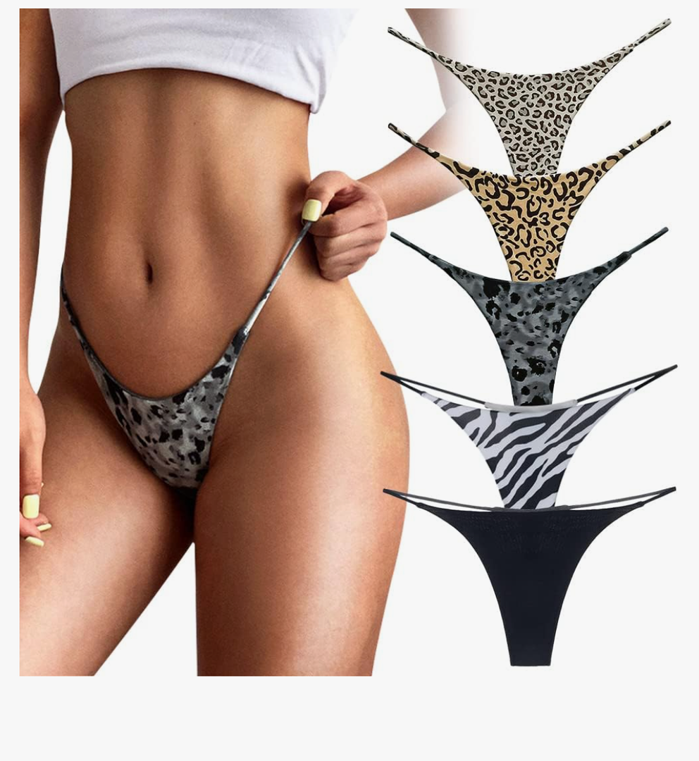 chahoo Sexy G String Thong for Women Low Rise Underwear Cotton Thongs Ladies T Back Bikini Panties Set Gift for Women 5 Pack XS/S