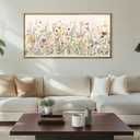 Large Floral Wall Art Decor Framed Colorful Wildflower Painting Pictures for Living Room Bedroom 40x20 Inches