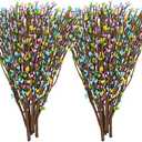 Juinte 15 Packs Easter Berry Garland Artificial Sprays Wire Spring Pip Berry Decorative Garland Picks Floral Pip Picks Stems for Easter Crafts Floral Arrangement Wreath Making