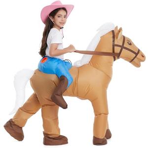 HSCTEK Child Inflatable Horse Ride On Costume (Mediun, Brown)