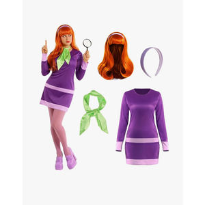 Morph Purple Women's Mystery Solving Detective Costume With Wig 70s Cartoon Character Costumes For Women Detective With Wig XXL