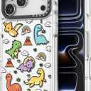Rosarnnah for iPhone 17 Pro Max Case Cute - Durable Shockproof 6.6 ft Drop Impact Phone Case - Funny Dinosaur Land Design (6.9") Clear