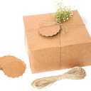 mudrit Kraft Gift Boxes 10 Pack 8x8x4 Inches, Thick Kraft Paper Boxes with Lids, Tags & Jute Rope for Gifts, Wedding Favours, Bridesmaid Proposals, Cupcakes, Crafting