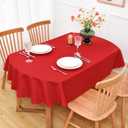 NEWISHER Red Oval Tablecloth 60x102 inch, Heavy Duty Polyester Fabric Table Cloth, Reusable Washable Solid Table Cover for Dining, Kitchen, Party, Wedding, Indoor Outdoor Tabletop Decoration