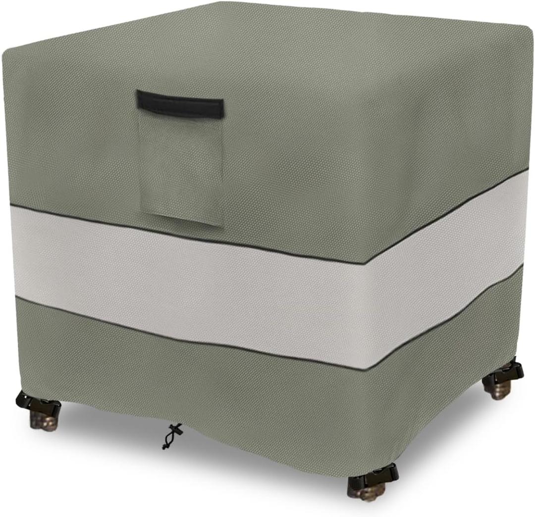 Patio Wicker Side Table Cover,22W x 22D x 18H inch,Waterproof Square Patio Small Side Table Cover,Suitable for 3-Piece Outdoor Wicker Patio Bistro Set Side Table Grey Green