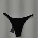 Zmart Women Thong Bikini Bottoms G String Sexy Low Waist Swimsuit Bottom Brazilian Cheeky Bathing Suit Bottoms (Black, L)