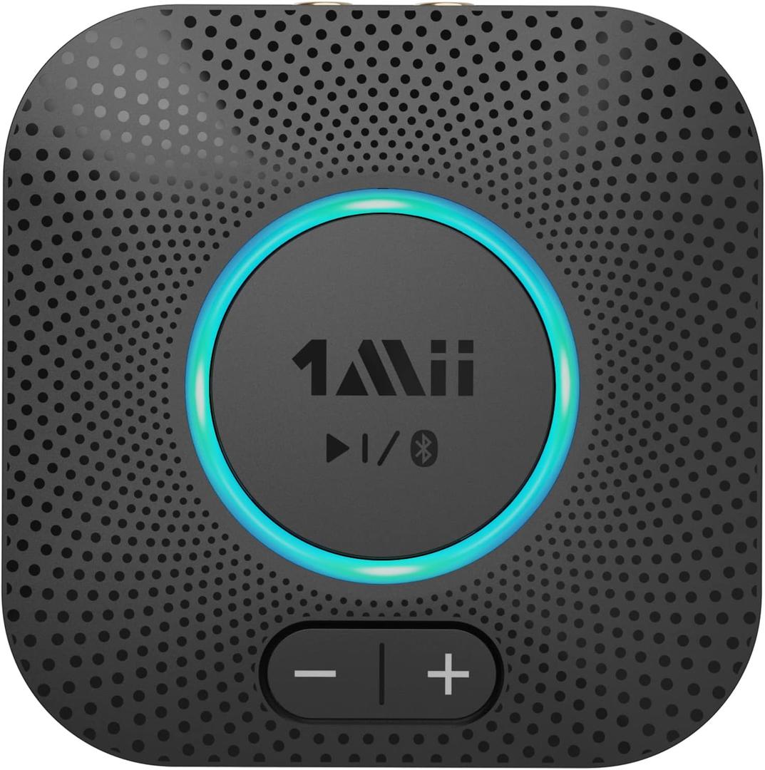 1Mii B06S Bluetooth 5.2 Receiver for Music Streaming System, Hi-Fi Wireless Audio Adapter for Stereo Receiver w/aptX HD aptX Low Latency, Bluetooth Receiver w/Volume Control RCA/3.5mm Outputs