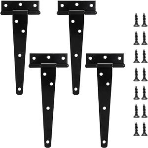 T Hinge, 4pcs 6-inch Door Hinges Heavy Duty Gate Shed Hinge Outdoor Strap Barn Door Hinges Fence (4pcs, 6 inch)
