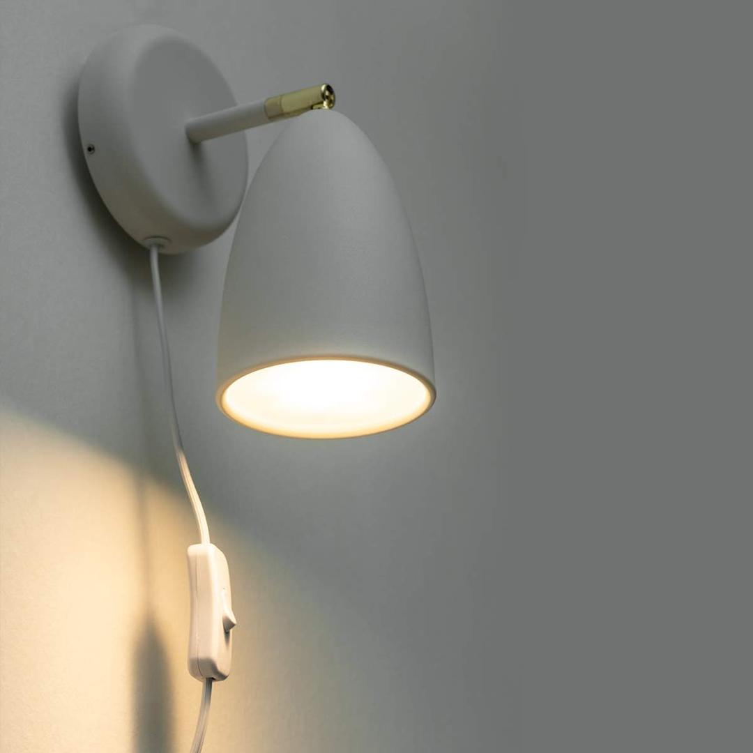 Set of 2 White Wall Sconce Finished Rotatable Simplicity Wall Mount Lighting Fixture for Bedroom Living Room,Plug-in or Hardwire