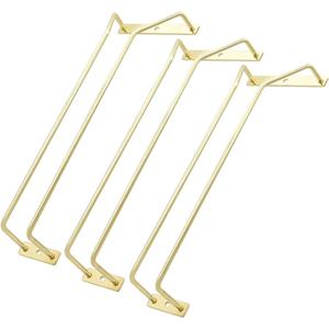 12-Inch Gold Wine Glass Rack, Under Cabinet Wine Glass Holder Stemware Rack - Hanging Stemware Holder for Cabinet Kitchen Bar, Set of 3