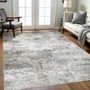 Art&Tuft Washable Rugs 5x7, Abstract Large Area Rugs for Living Room, Rust | Non Slip, Soft & Lighweight, Folable, Stain Resistant Low Pile Modern Carpet Rugs for Bedroom, Kitchen, Dining Room Home
